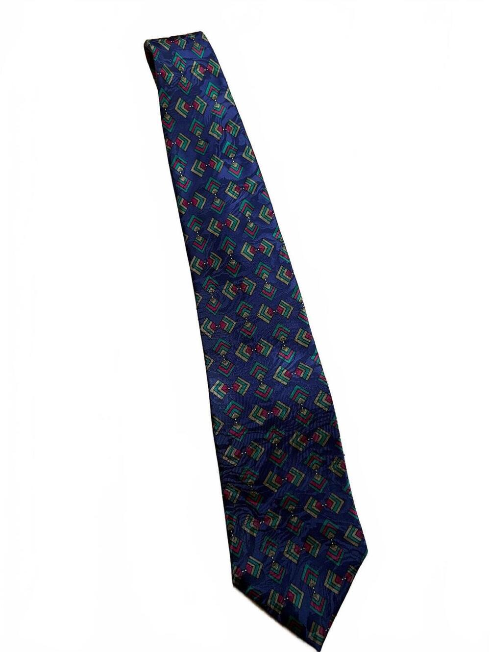 Hardy Amies Vintage Silk Tie Geometric Pattern Hollywood